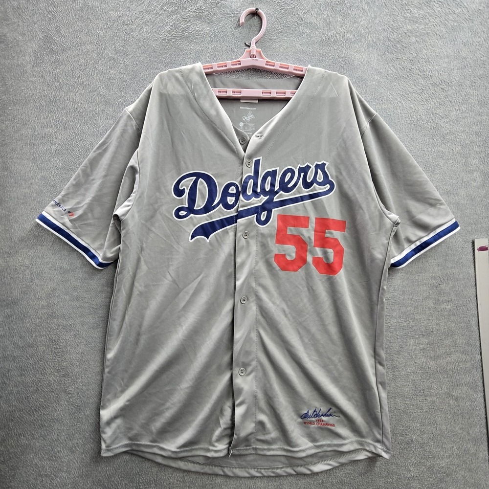 Los Angeles Dodgers Men Jersey XL Gray Orel Hershiser 55 Baseball